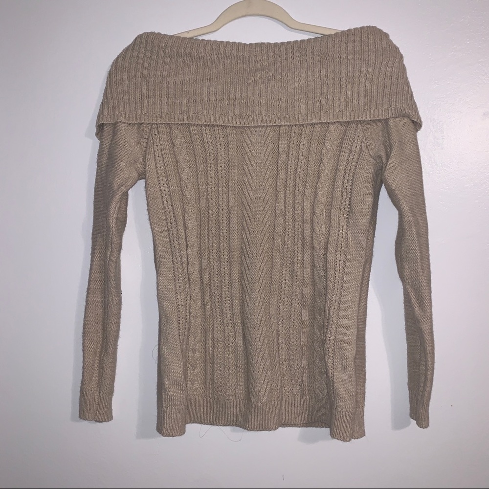Soho New York & Company Tan Off the Shoulder Sweater - S